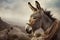Animal donkey in the mountains.Mirthful Meadow: Whimsical Donkey Portrait