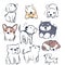 Animal Drawing Collection, dog Outline, Assorted Dog Vector Flat icons, dog illustrations icon Set