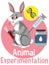 Animal Experimentation font with a rabbit logo in cartoon style