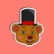 Animal Face Sticker With Bear Wearing Circus Hat. Character Design.