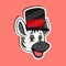 Animal Face Sticker With Zebra Wearing Circus Hat. Character Design.