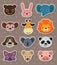 Animal face stickers