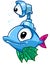 Animal fish submarine periscope parody character cartoon illustration