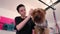 Animal Grooming Salon. Groomer Brushing Wet Dog Hair