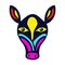 Animal head face in totem mask style. Abstract carton character horse or cow. Vector