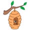 The animal is hiding in the beehive, doodle icon image kawaii