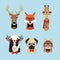 Animal hipster style icon set