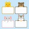 Animal Holding Empty Banner Template. Cute Animal Banner Set Cartoon Vector