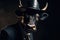 Animal horned bull in cowboy hat gentleman and boss. AI generated