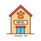 Animal hotel color line icon. Place where people can leave their pets at the time of departure. Pictogram for web page, mobile app
