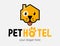 Animal hotel funny logo design template. Hotel and Indoor Pets Run. The Animal Lodge sign