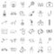 Animal icons set, outline style