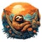 animal illustration of a contented sloth napping on a hammock, embodying a laid-back and tranquil vibe by AI generated