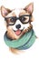 Animal Illustration Corgi Dog Puppy in black glasses