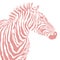 Animal illustration of vector red zebra striped silhouette. EPS