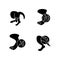 Animal injuries black glyph icons set on white space