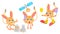Animal Jerboa Tying A Rope To A Bollard, Clown With Balloons, talking on cell phone Vector Design Style Elements Fauna Wildlife