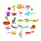 Animal kingdom icons set, cartoon style