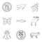 Animal kingdom icons set, outline style