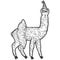 Animal llama, in a skirt and a birthday cap. Sketch scratch board imitation.