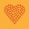 Animal love, orange modern heart made from dog paws, vector illustration