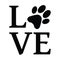 Animal love symbol paw print with heart, isolated vector