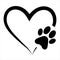 Animal love symbol paw print with heart, isolated vector