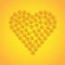 Animal love, yellow heart made from dog paws, vector illustration