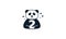 Animal mammals panda cute with number 2  vector icon mascot