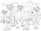 Animal moschops. Children coloring. Black lines, white background. Cartoon raster