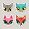 Animal muzzles in flat style - cat, owl, bunny, fox