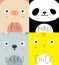 Animal muzzles pig, panda, rabbit, chick