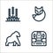 animal and nature line icons. linear set. quality vector line set such as waterfall, gorilla, fox
