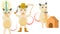 Animal Opossum With A Sword In Hand, Cowboy With Revolver Lasso Boots And Hat, Building A Dog House Vector