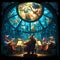 Animal Orchestra Stained Glass Image