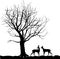 Animal over tree Forest landscape with deer. Abstract ill