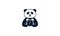 Animal panda happy cute  with clock   logo vector icon design