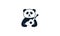 Animal panda happy cute  with guitar music logo vector icon design