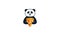 Animal panda happy cute  with pizza logo vector icon design