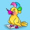 Animal parrot writes a letter character cartoon illustration