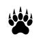 Animal paw print with claws. Tiger paw. Footprint. Vector illustration.