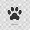 Animal paw print. Dog paw with shadow. Web icon. Footprint