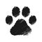 Animal paw print vector icon. Dog or cat footprint trail sign. Painted ink and grunge style texture. Pet foot shape mark symbol.