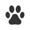 Animal paw print vector icon. Dog footprint trail sign. Pet foot shape mark symbol. Petshop store or vet logo.