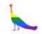 Animal peacock symbol LGBT flag vector silhouette illustration, pride badge sign isolated.