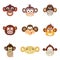 Animal Portrait Monkey. Vector illustration