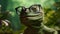 animal reptile green iguana wildlife lizard scale glasses portrait close-up. Generative AI.