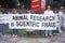 Animal rights demonstrators holding signs, Los Angeles, California