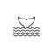 animal, sea, tail, whale line icon on white background