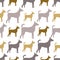 Animal seamless pattern of dog silhouettes